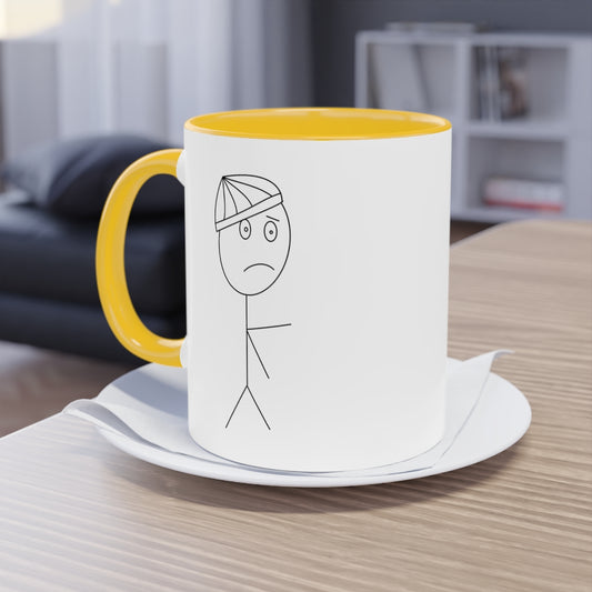 Sad Hat Stickie Two-Tone Coffee Mug, 11oz
